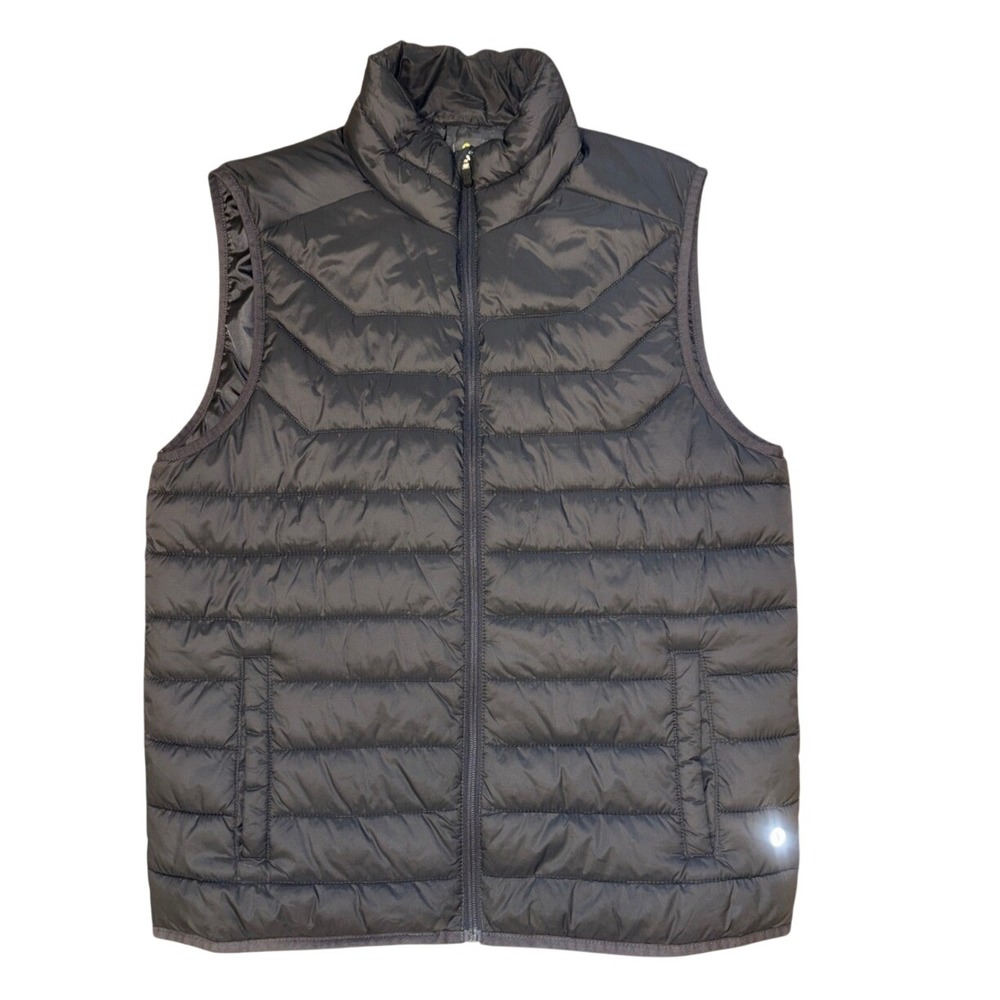 Xersion Mens Puffer Vest Black Full Zip Quilted Sleeveless Jacket Medium